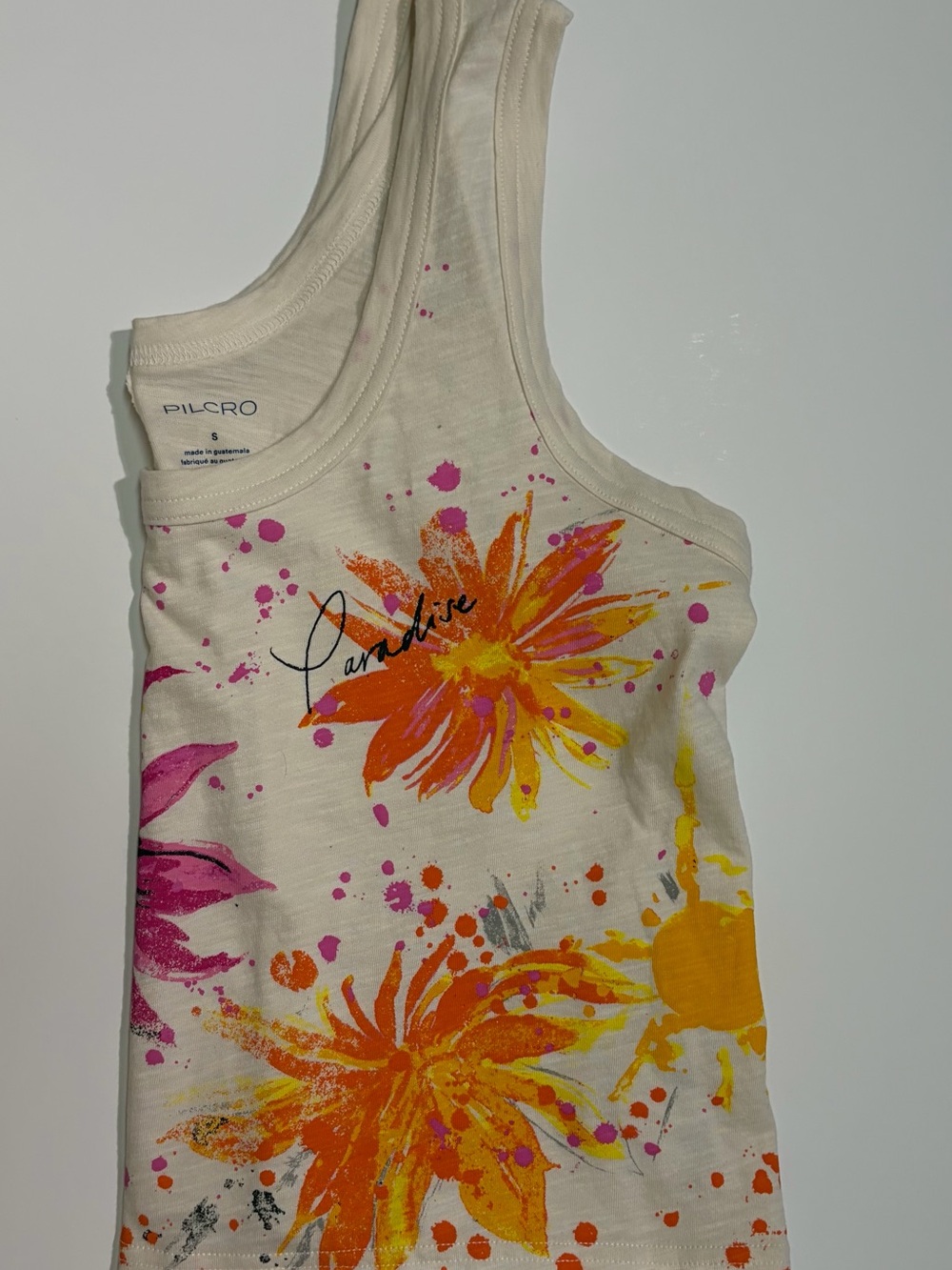 Anthropologie White Tank Top with Pink and Orange Floral Print - Picture 7 of 7